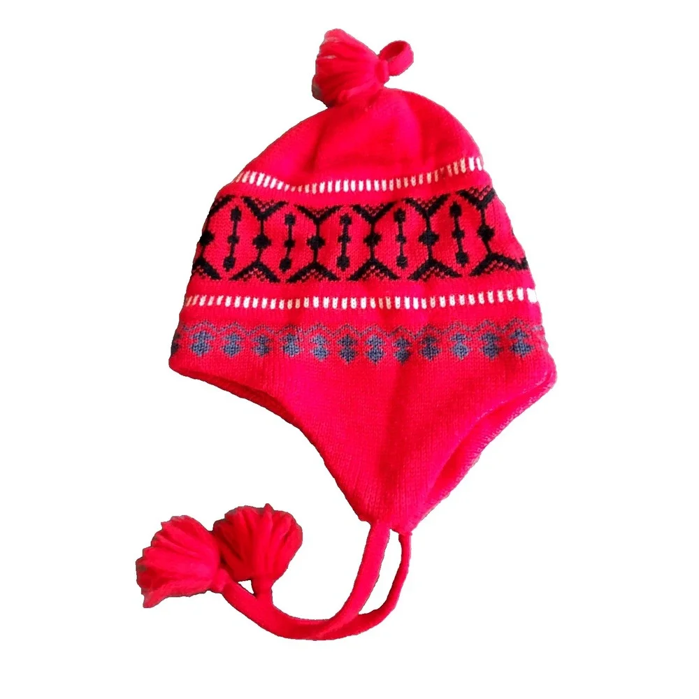 Vintage Meister Hat One Size Fair Isle Wool Knit Ear Flaps Ski Made Hong Kong‎